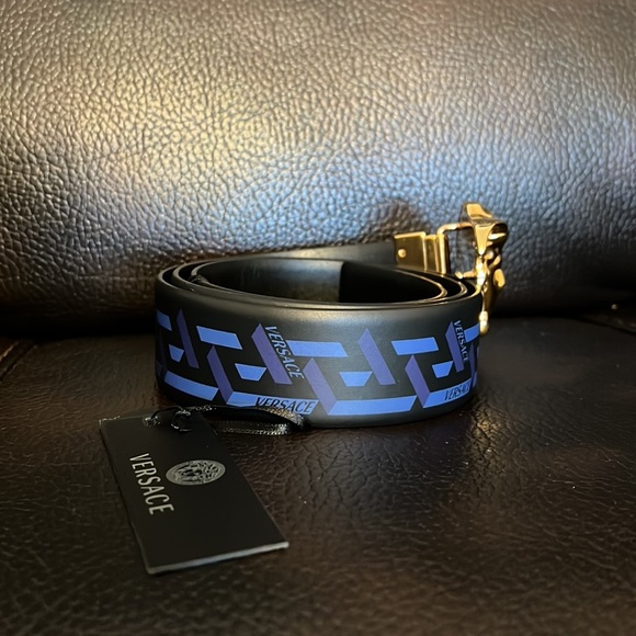 Versace unisex La medusa La Greca monogram leather logo belt NEW - Picture 3 of 6